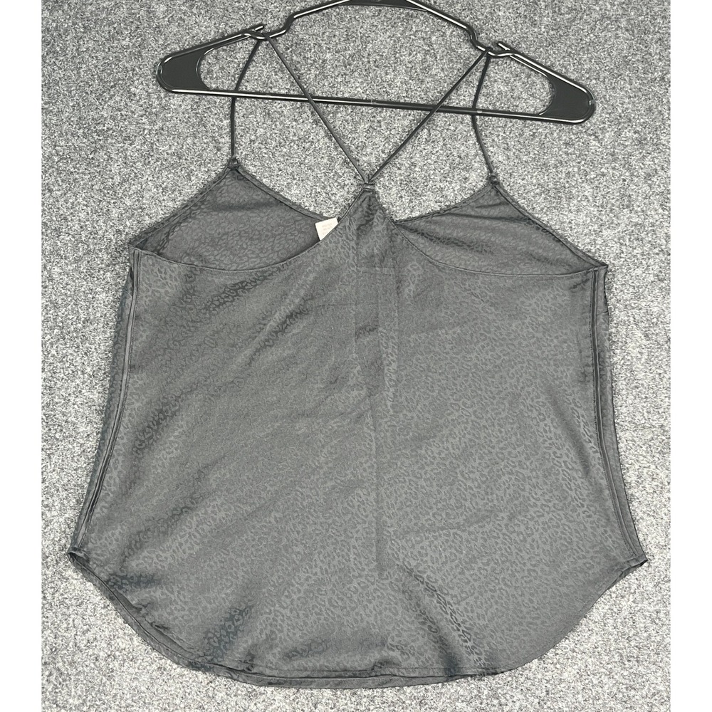 Victoria's Secret Black Leopard Satin Cami Strappy Back Tank Top Small - Picture 2 of 5